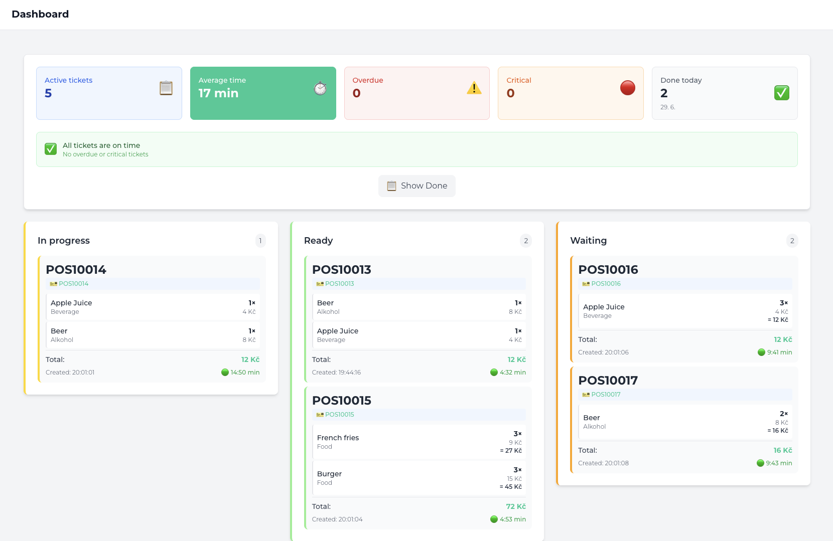 Clear dashboard