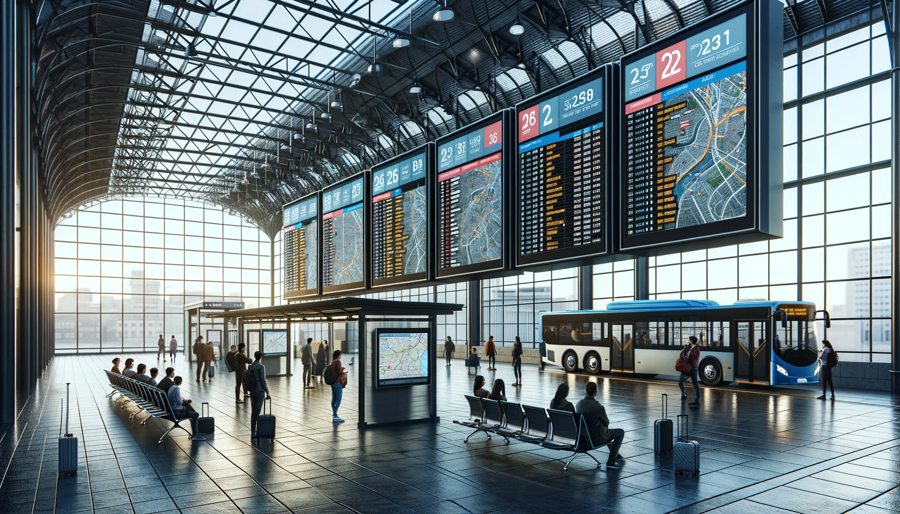 Advertising displays in a transport hub with AI audience detection
